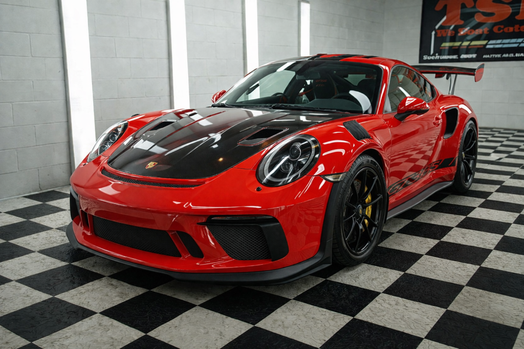 Porsche GT3 RS receiving professional ceramic coating service in Rockhampton